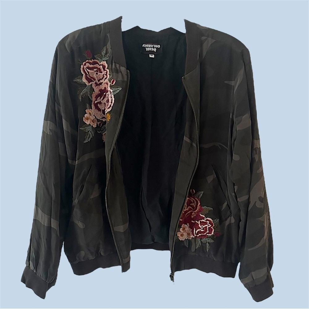 Johnny Was Bomber Jacket with Floral Embroidery - Picture 2 of 3